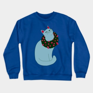 Miss Christmas Kitty With Background Crewneck Sweatshirt